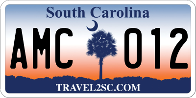 SC license plate AMC012