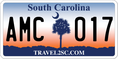 SC license plate AMC017