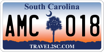 SC license plate AMC018