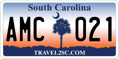 SC license plate AMC021