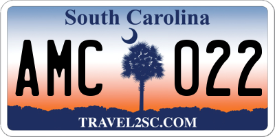 SC license plate AMC022