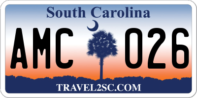 SC license plate AMC026