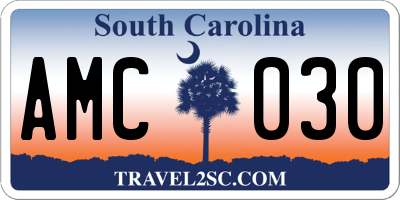 SC license plate AMC030
