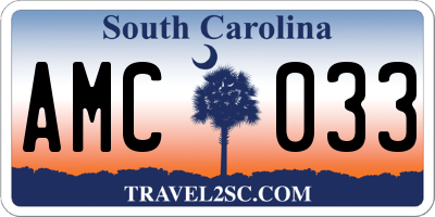 SC license plate AMC033