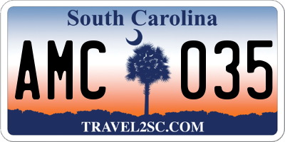 SC license plate AMC035