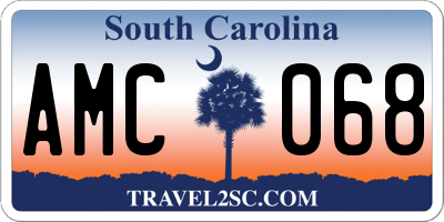 SC license plate AMC068