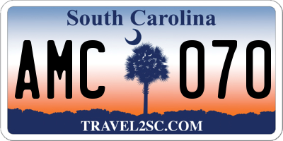 SC license plate AMC070