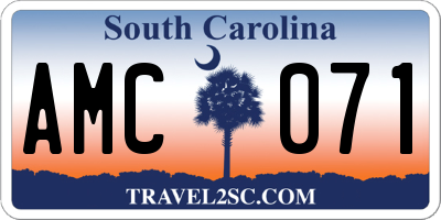 SC license plate AMC071