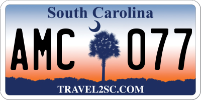 SC license plate AMC077