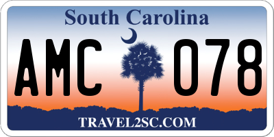 SC license plate AMC078