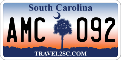 SC license plate AMC092