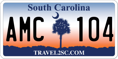 SC license plate AMC104