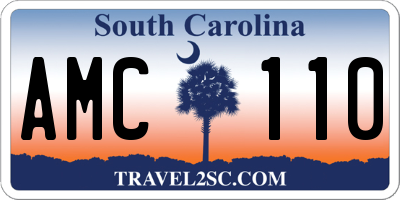 SC license plate AMC110