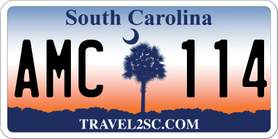 SC license plate AMC114