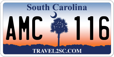 SC license plate AMC116