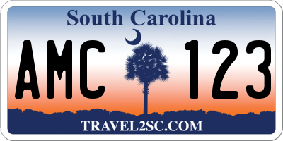 SC license plate AMC123