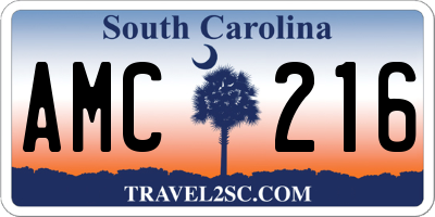 SC license plate AMC216