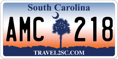 SC license plate AMC218