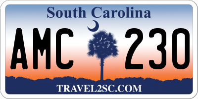 SC license plate AMC230