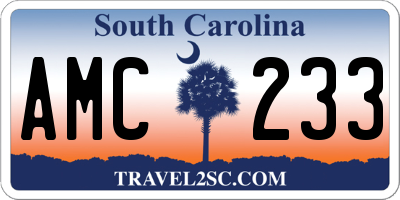 SC license plate AMC233