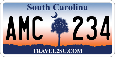 SC license plate AMC234