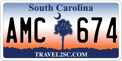 SC license plate AMC674
