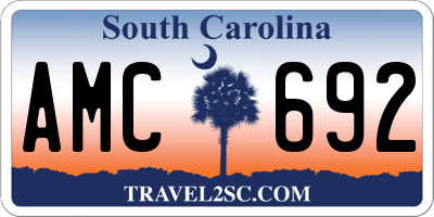 SC license plate AMC692