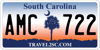 SC license plate AMC722