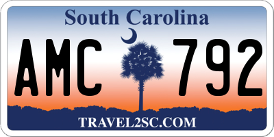 SC license plate AMC792