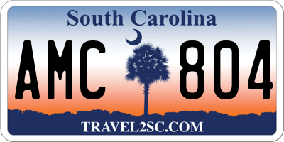 SC license plate AMC804