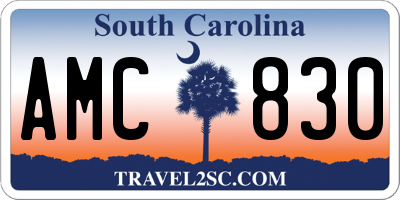 SC license plate AMC830