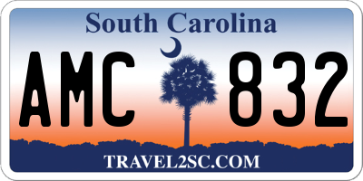 SC license plate AMC832
