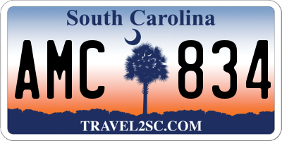 SC license plate AMC834