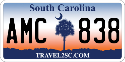 SC license plate AMC838