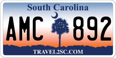 SC license plate AMC892