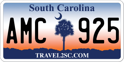 SC license plate AMC925