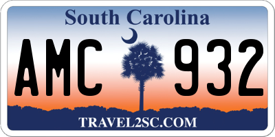 SC license plate AMC932