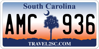 SC license plate AMC936