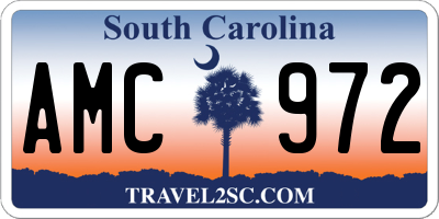 SC license plate AMC972