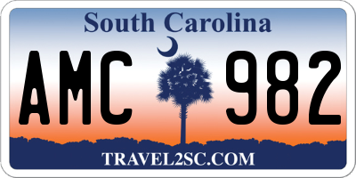 SC license plate AMC982
