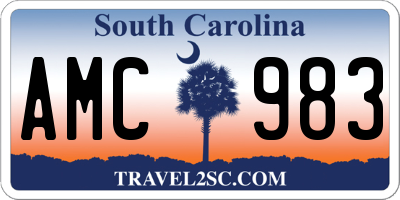 SC license plate AMC983