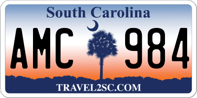 SC license plate AMC984