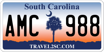 SC license plate AMC988