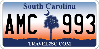 SC license plate AMC993