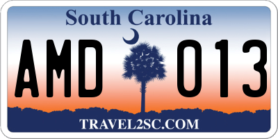 SC license plate AMD013