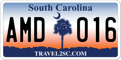 SC license plate AMD016