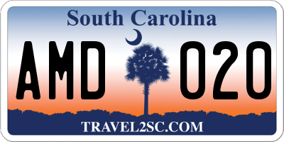 SC license plate AMD020