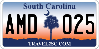 SC license plate AMD025