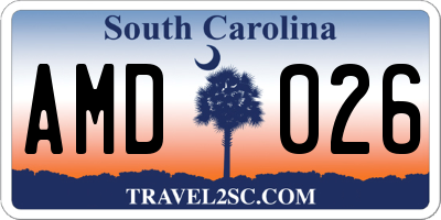 SC license plate AMD026