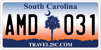 SC license plate AMD031